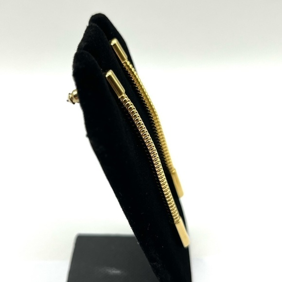 Gold Tone Long Chain Pierced Earrings 2 1/2” Minimalist Stunning - Picture 6 of 6